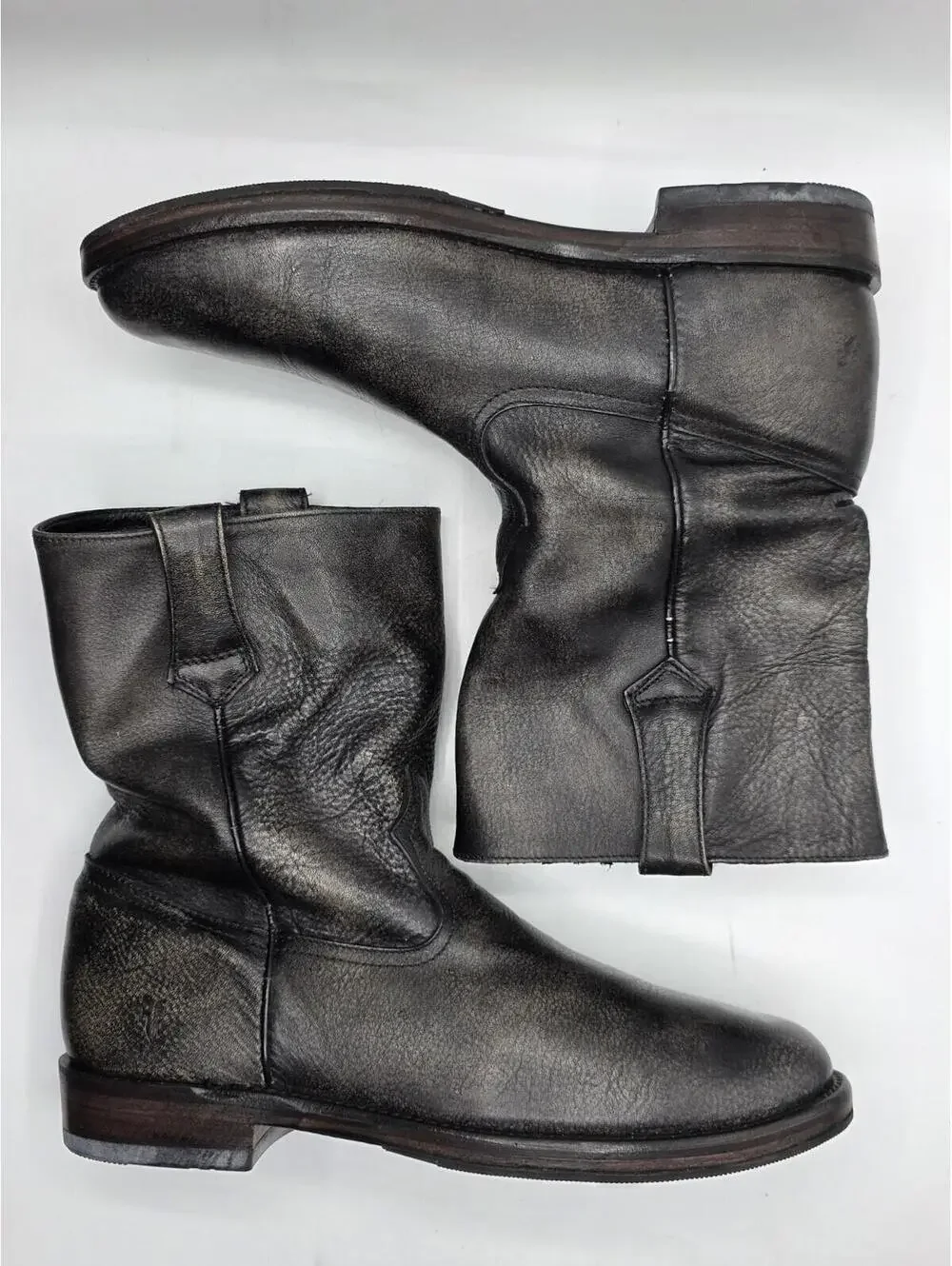 Frye Duke Roper Boots Men’s 7.5 D Black Distressed Leather Pull On 87675 Mexico